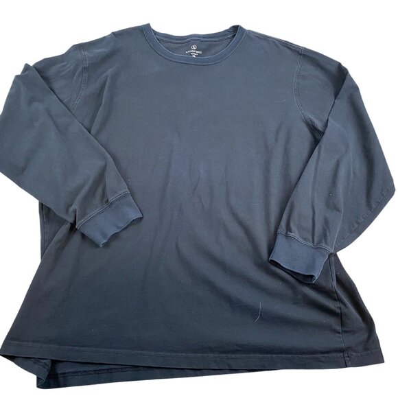 Lands End Men's T-Shirt XXL Super-T Long Sleeve Crewneck Black 100% Cotton Gorpc - Picture 1 of 6